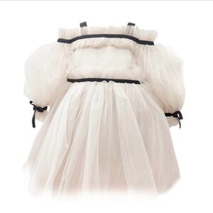 Petite Maison Kids White Dress with Black Trim